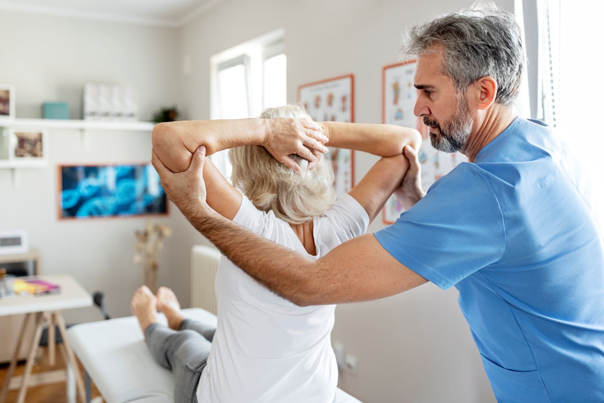 Elderly Woman Having a Physiotherapy Session