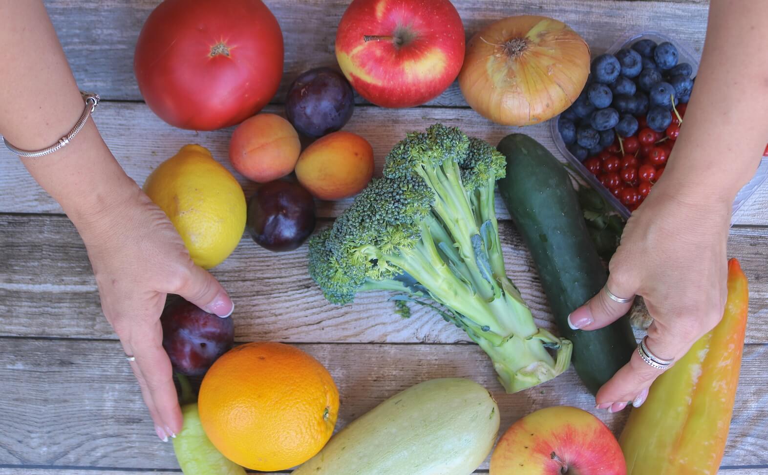 fresh food on a wooden background