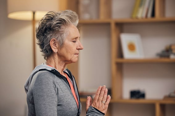 Senior woman practising mindfulness