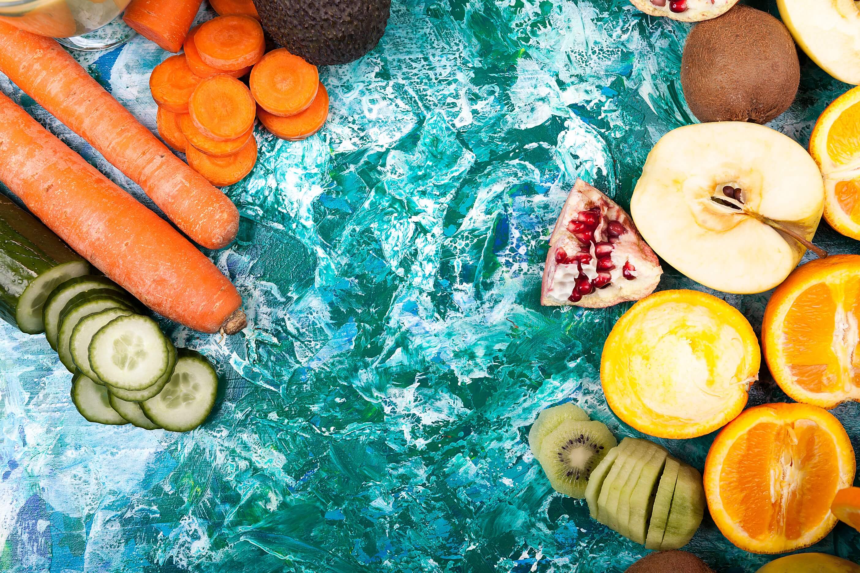 Water rich-foods from a top view