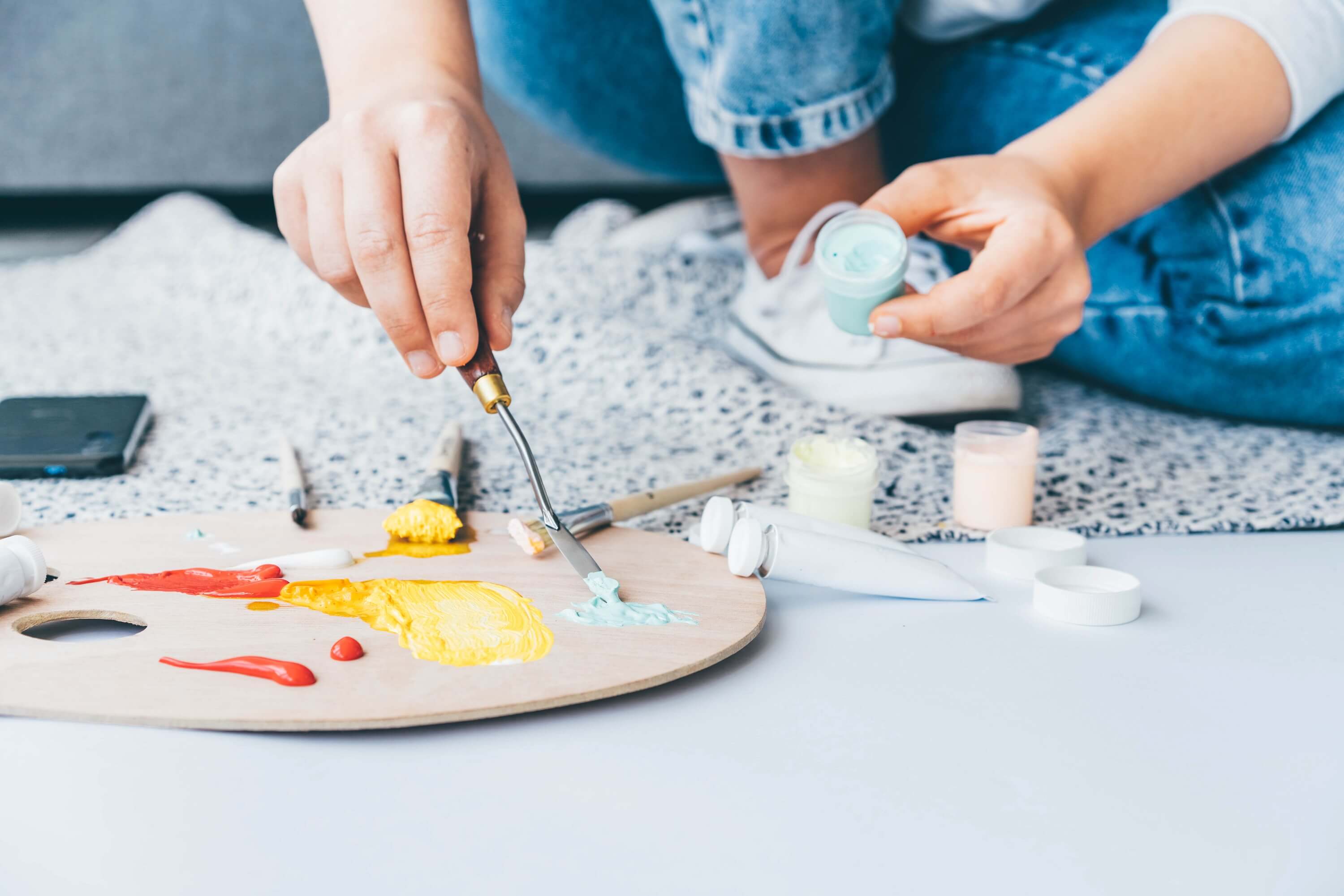 A person painting 